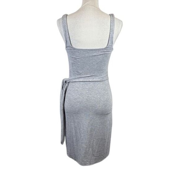 Aritzia Wilfred Saturn Tencil Mini Dress Wrap Front Basalt Gray Size Medium - Picture 2 of 9